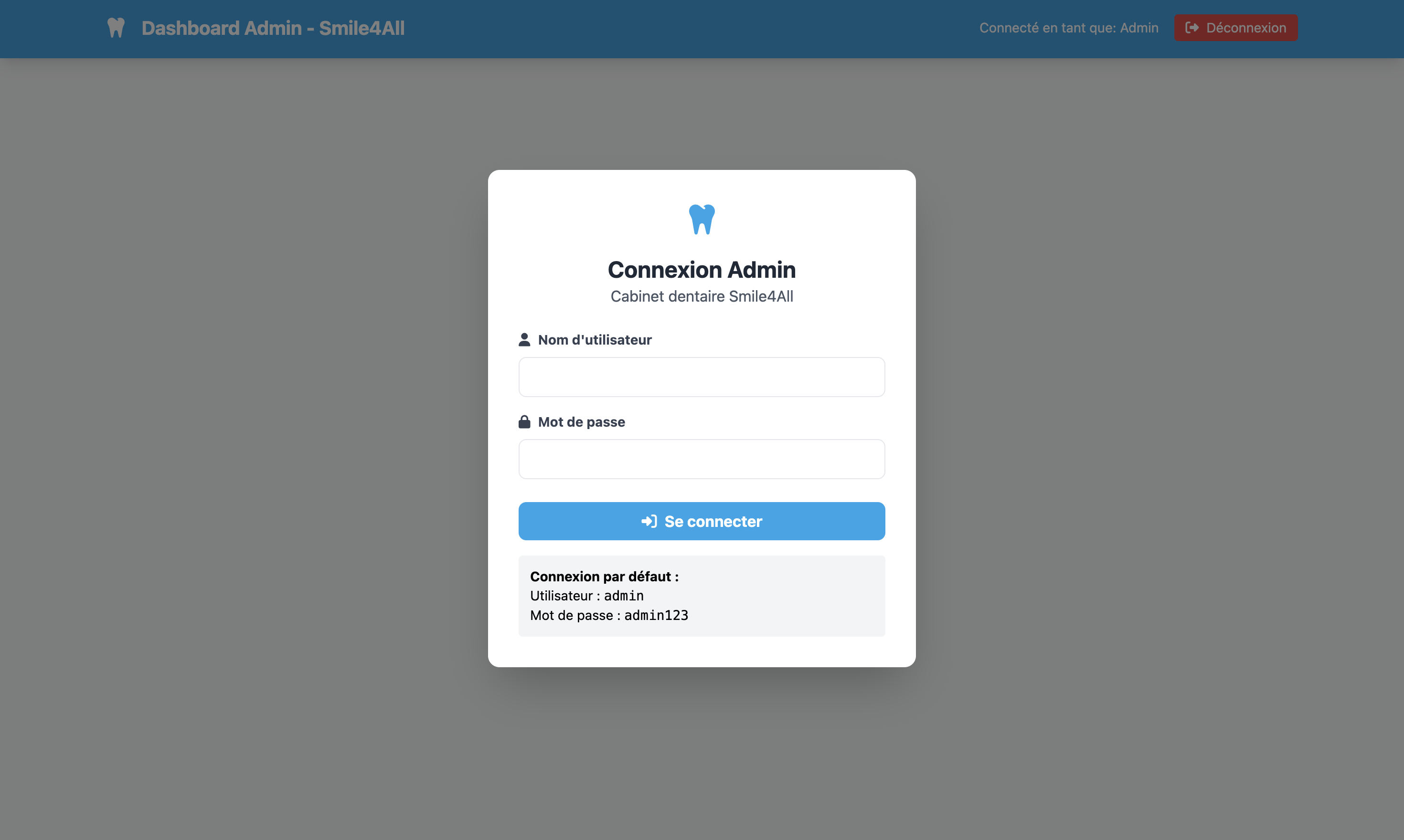 Interface de connexion